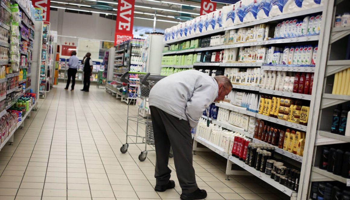 A customer shops at a South African retailer Pick n Pay in Johannesburg