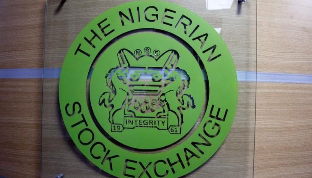 The logo of the Nigerian Stock Exchange in Lagos